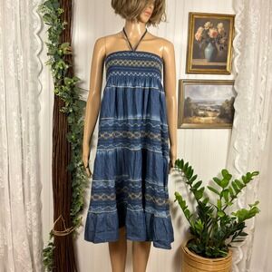 Indigo & Lace Convertible Dress Skirt Women One Size Blue NWT Smocked Boho Denim